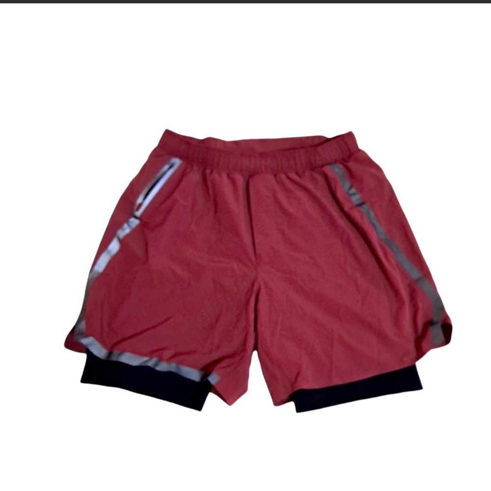 Lululemon Surge Short "6" Layered Stretch-Shell Running Shorts Burgundy M